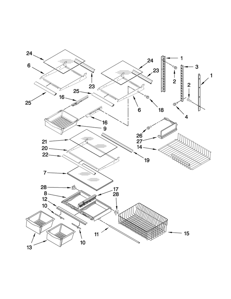 Shelf Parts Diagram and Parts List for CB19G6W00W5  Crosley Refrigerator