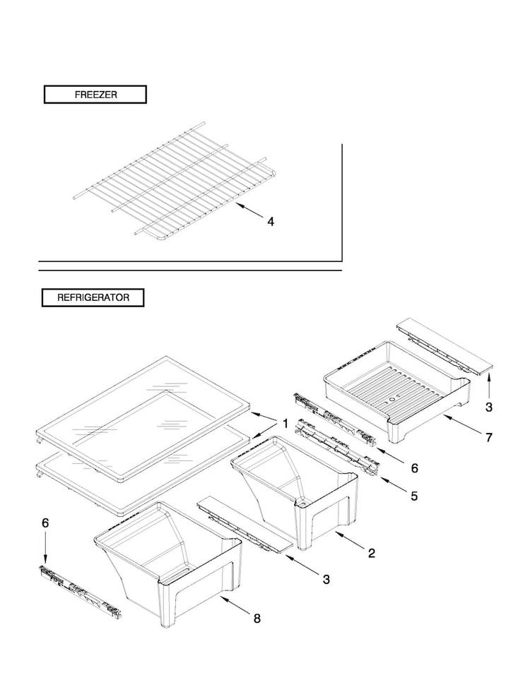 Shelf Parts Diagram and Parts List for A1RXNGFYW00  Amana Refrigerator