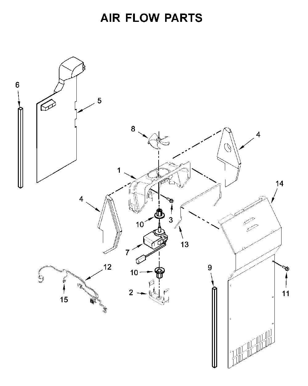 Air Flow Parts Diagram and Parts List for 1064650043713  Kenmore Refrigerator