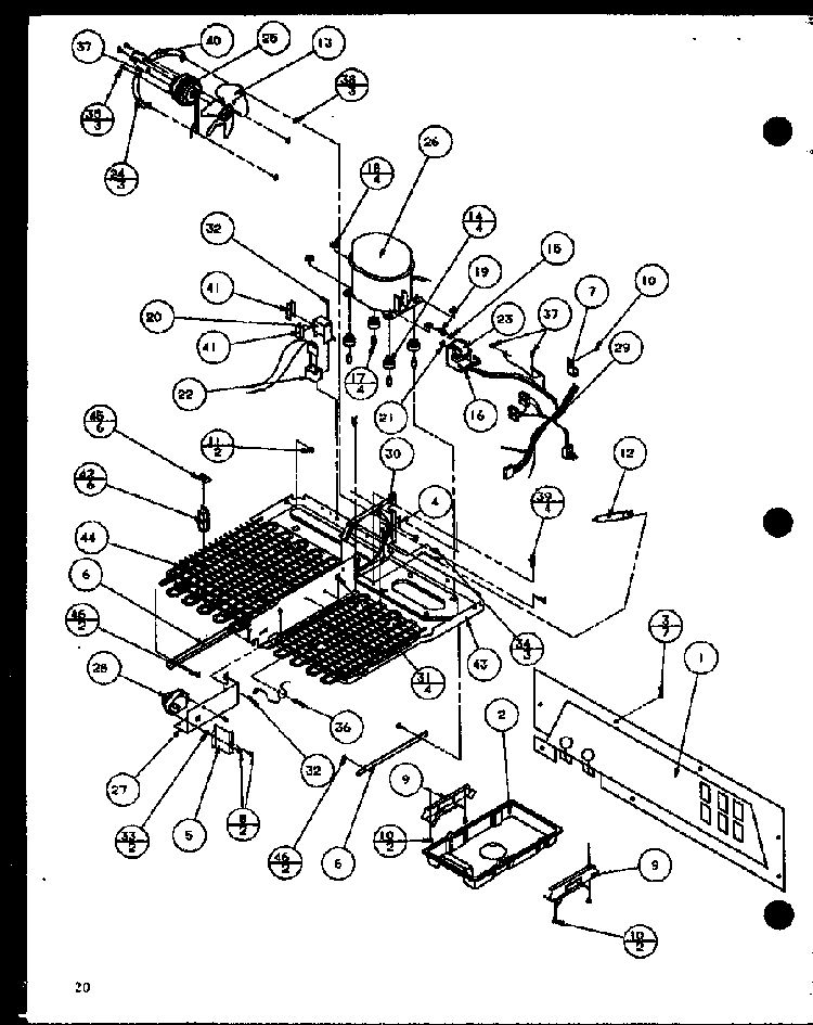 Machine Compartment Diagram and Parts List for SBD20H-P7836031W  Amana Refrigerator