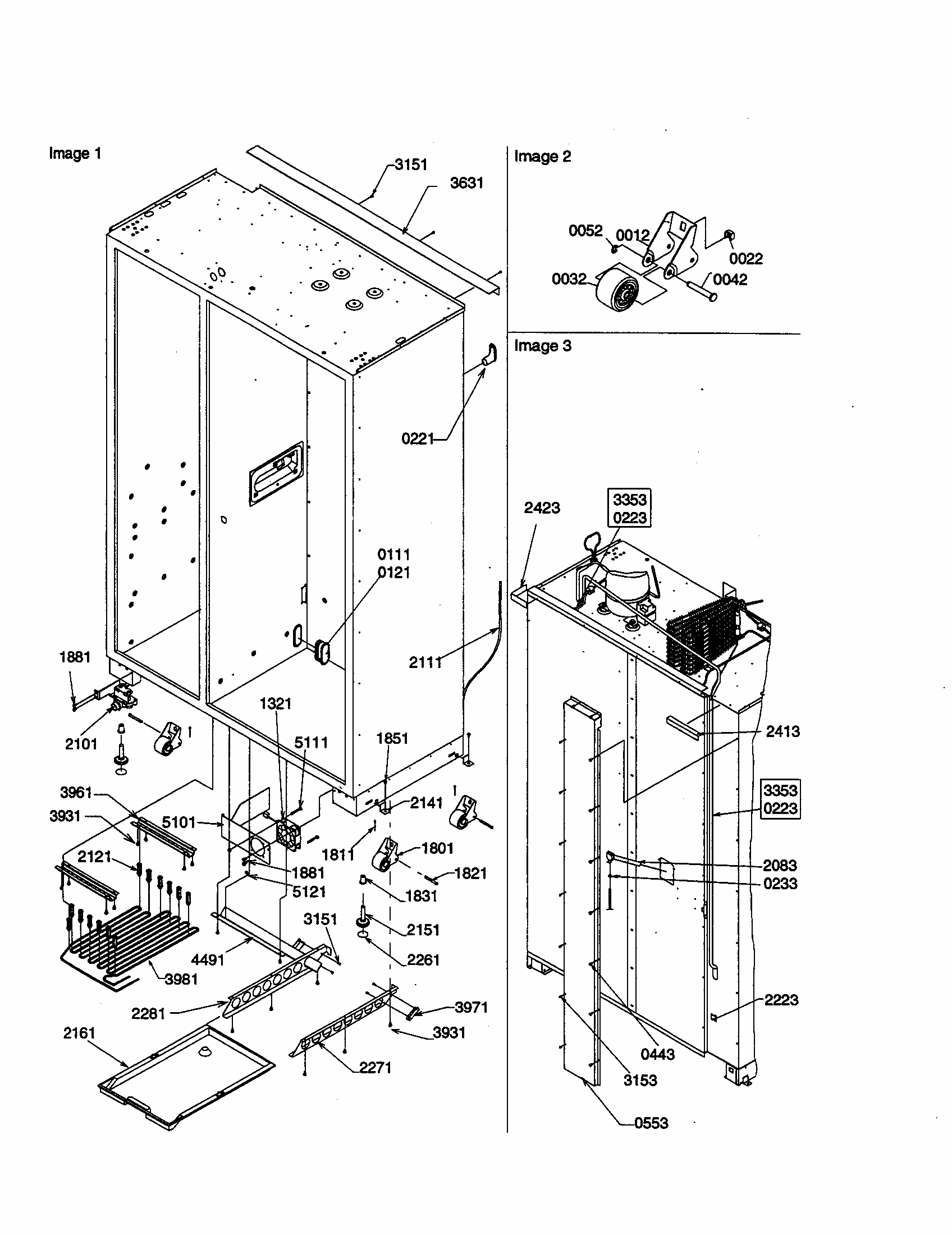Roller Assembly And Back Unit Diagram and Parts List for S148CA01-P1305502W  Amana Refrigerator