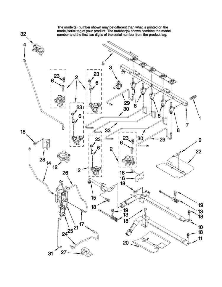 Manifold Parts Diagram and Parts List for MGR6775BDS19  Maytag Range