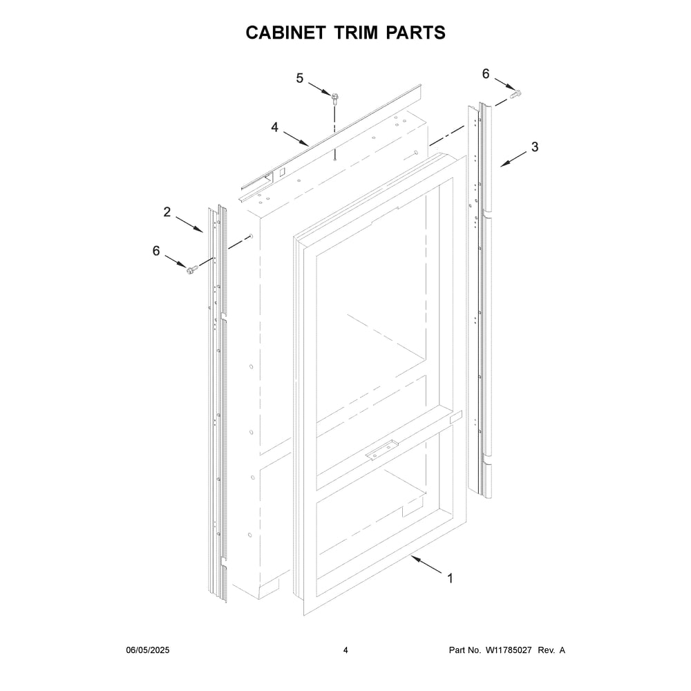Cabinet Trim Parts Diagram and Parts List for JB36NXFXLE25  Jenn-Air Refrigerator