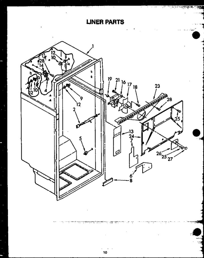 Liner Parts Diagram and Parts List for KGF-5  Maytag Refrigerator