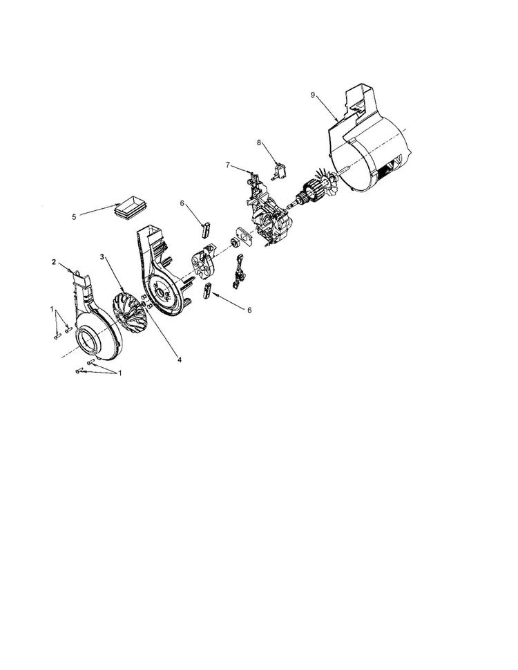 Motor Assembly Diagram and Parts List for U5254-900  Hoover Upright Vacuum