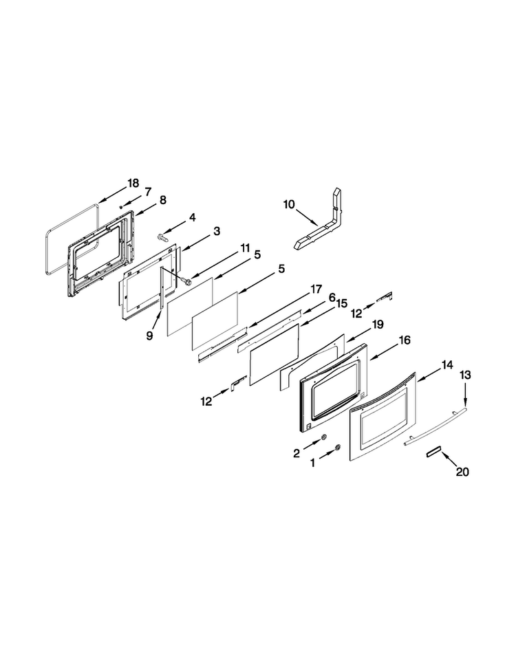 Door Parts Diagram and Parts List for JESS8860CCS01  Jenn-Air Range