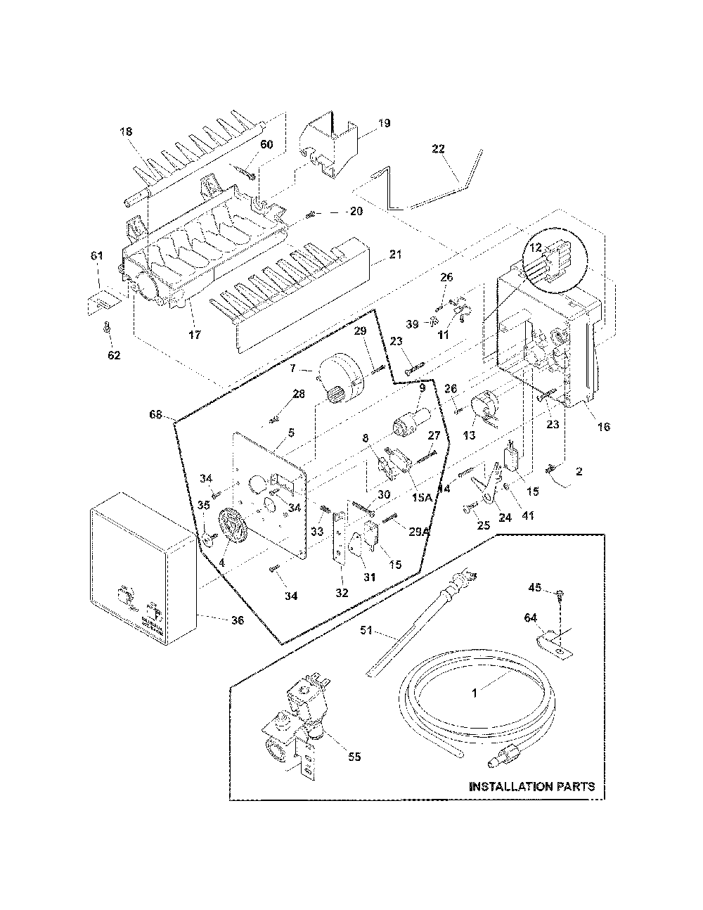 Ice Maker Diagram and Parts List for 25378892016  Kenmore Refrigerator