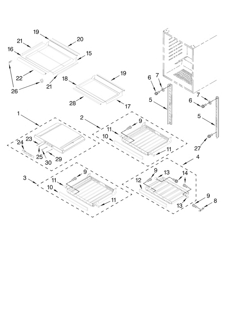 Shelf Parts Diagram and Parts List for JUB248LBCX00  Jenn-Air Wine and Beverage Cooler