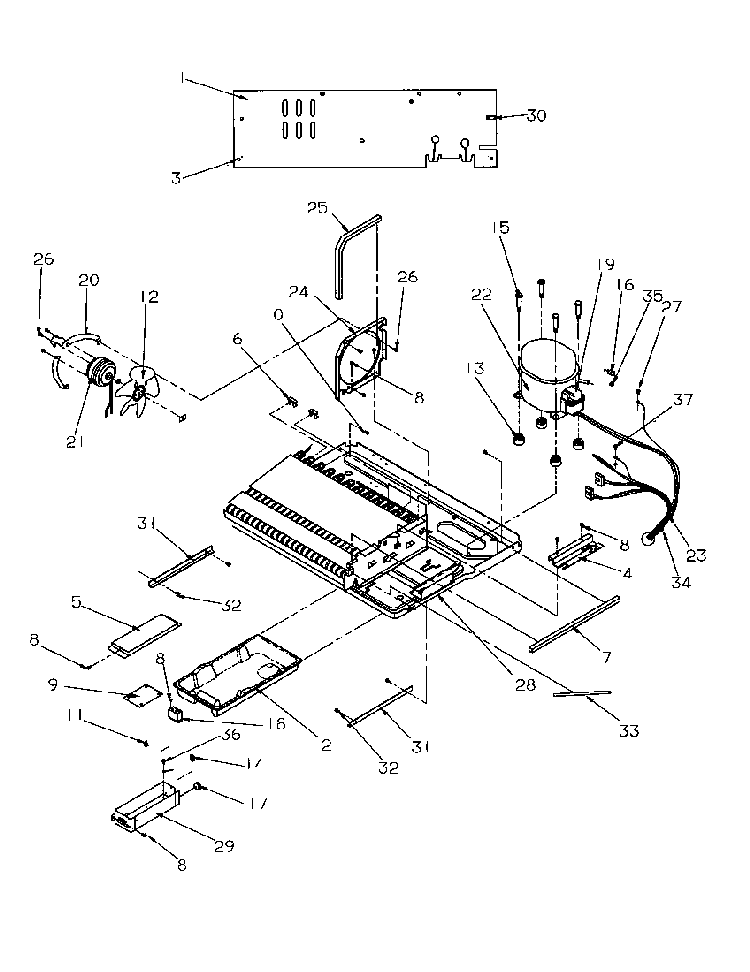 Machine Compartment Diagram and Parts List for SBD20S4L-P1190001WL  Amana Refrigerator