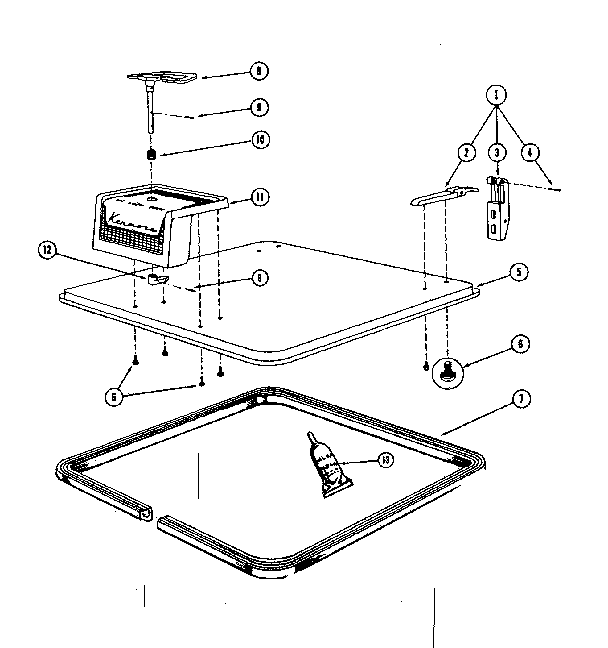 Lid Assembly Diagram and Parts List for SDWP2410  Kenmore Dishwasher