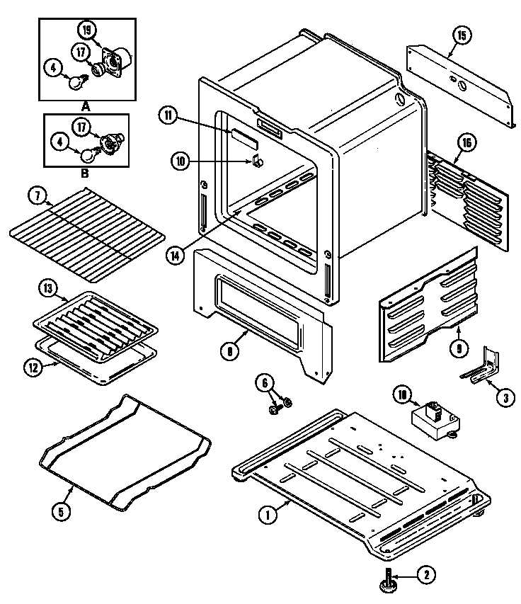Oven/base Diagram and Parts List for CRG7500CGL  Maytag Range