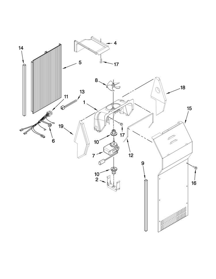 Air Flow Parts Diagram and Parts List for MSD2553WEM01  Maytag Refrigerator