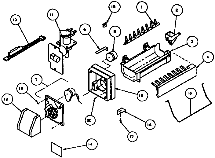 8 Cube Compact Ice Maker Diagram and Parts List for TXI22R-P1168008W  Amana Refrigerator
