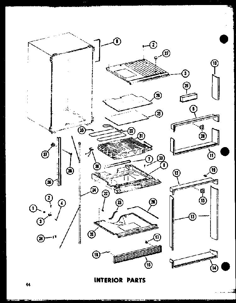 Interior Parts Diagram and Parts List for TC18C-C-P73500-16WC  Amana Refrigerator