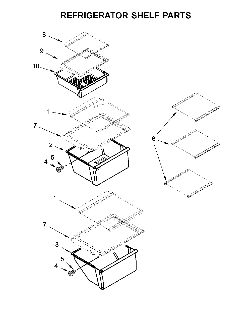Refrigerator Shelf Parts Diagram and Parts List for 10641179710  Kenmore Refrigerator