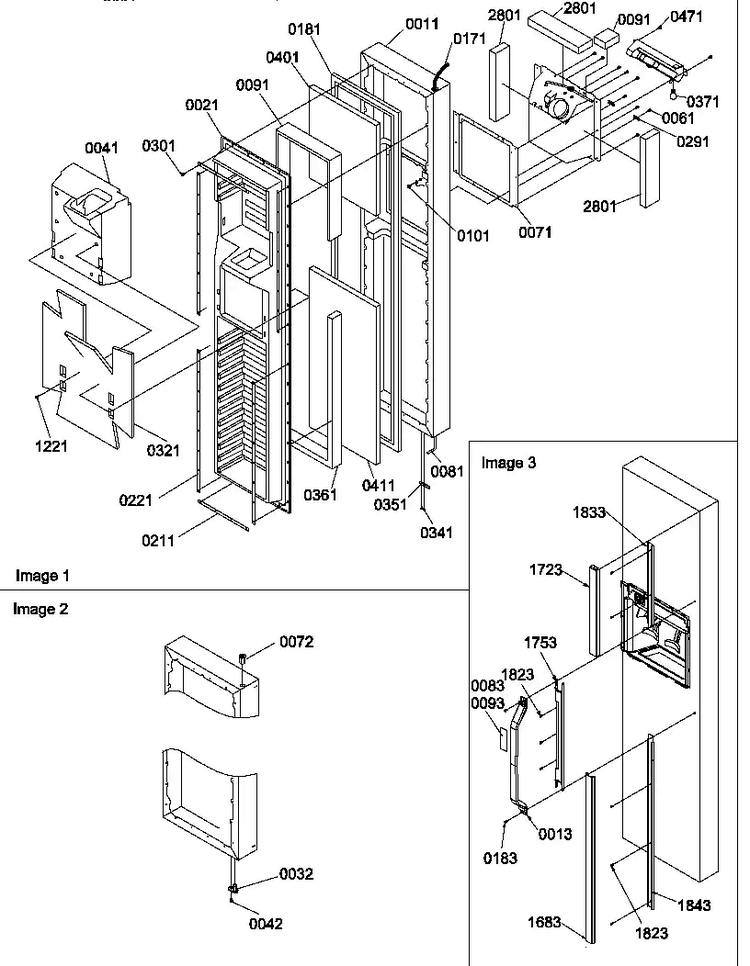 Freezer Door Diagram and Parts List for SXD322L-P1313901WL  Amana Refrigerator