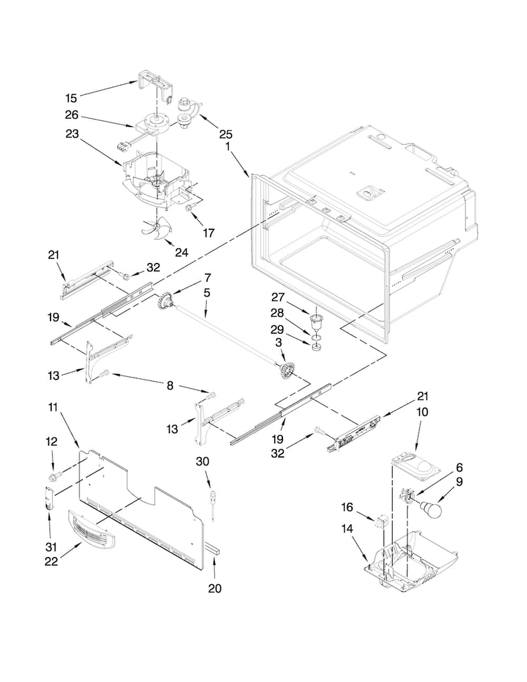 Freezer Liner Parts Diagram and Parts List for JFI2089ATS2  Jenn-Air Refrigerator