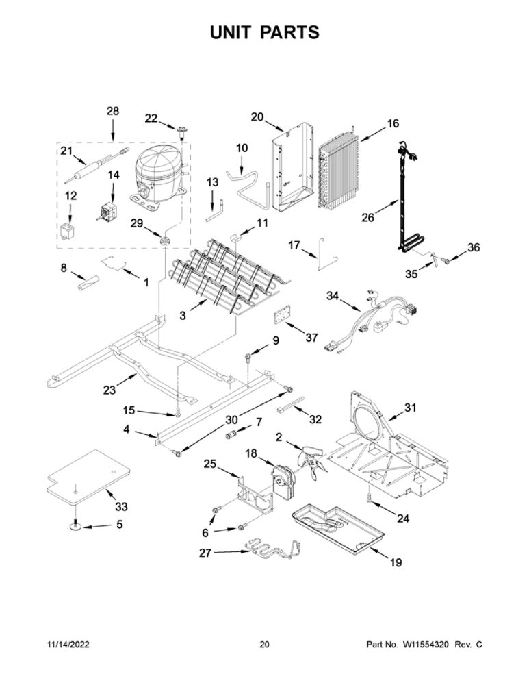 Unit Parts 2 Diagram and Parts List for ASI2575GRB08  Amana Refrigerator