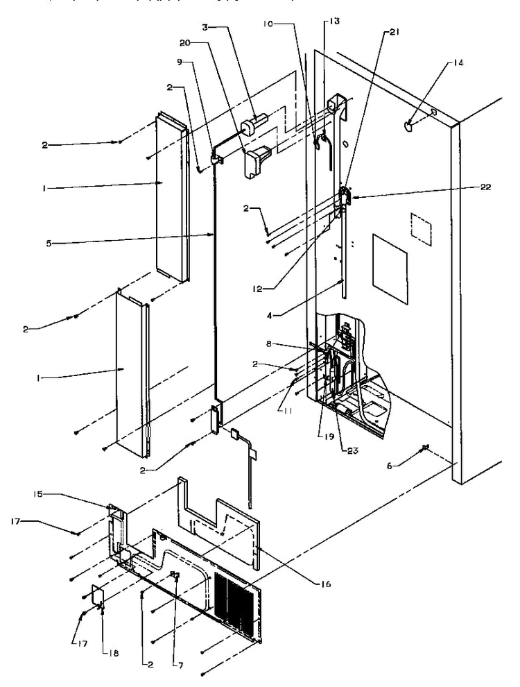 Cabinet Back Diagram and Parts List for TB18RL-P1184608WL  Amana Refrigerator