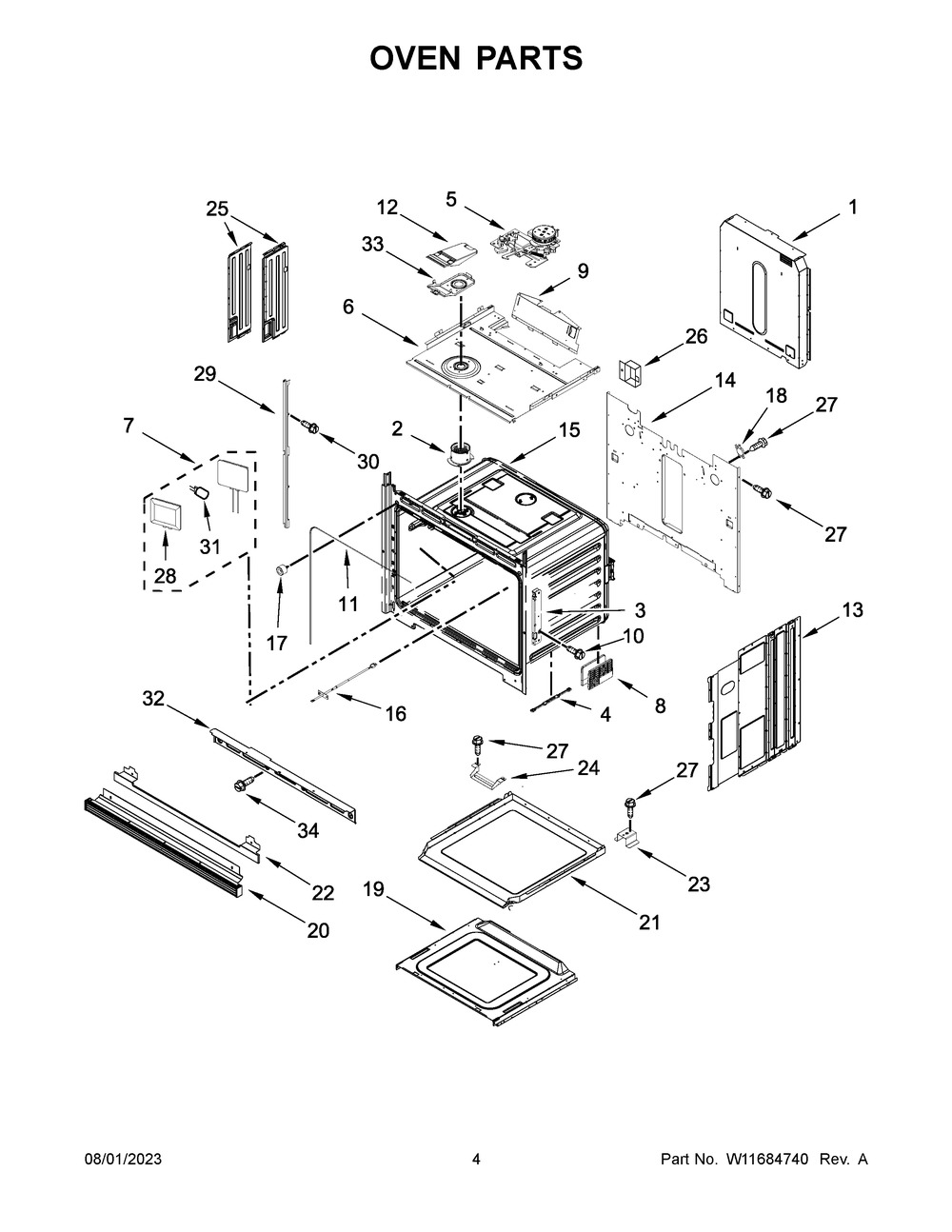 Oven Parts Diagram and Parts List for JJW2427LM01  Jenn-Air Wall Oven