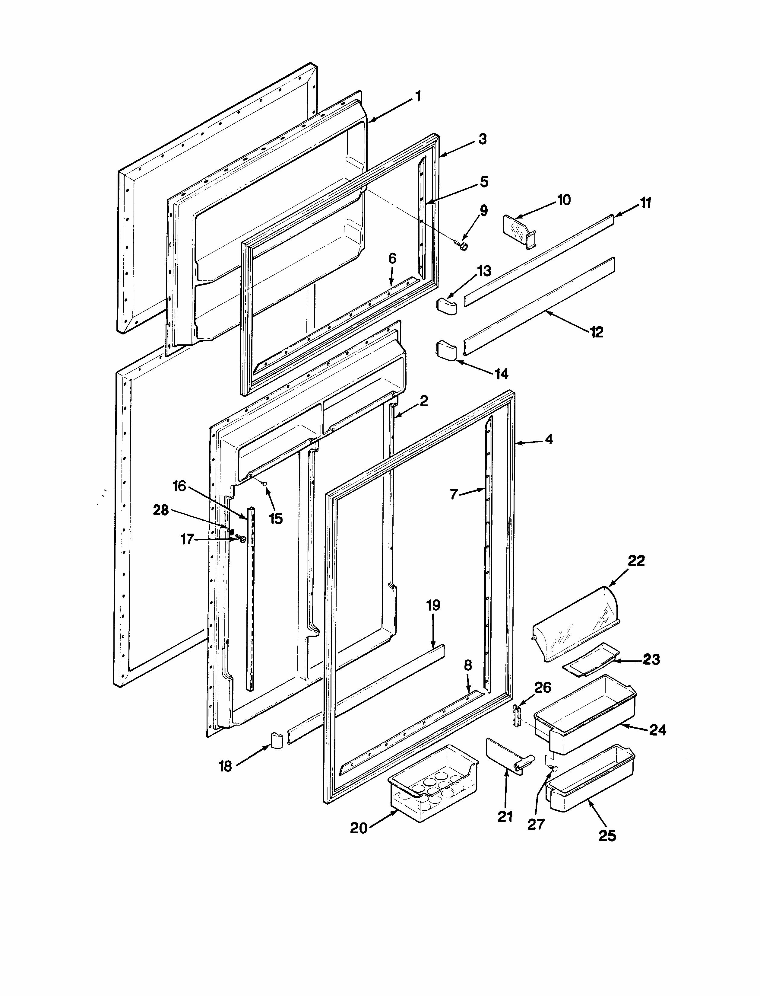 Door (inner) Diagram and Parts List for RTD21A-9E14A  Maytag Refrigerator