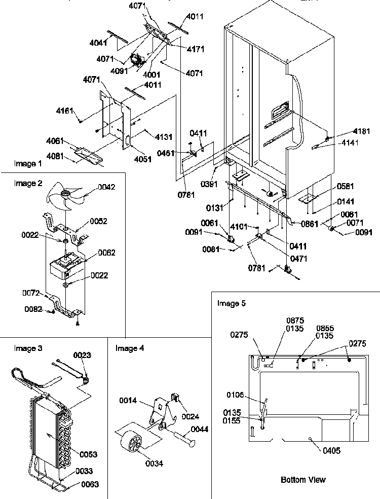 Drain System, Rollers, And Evap Assy Diagram and Parts List for SR25TW-P1194002WW  Amana Refrigerator