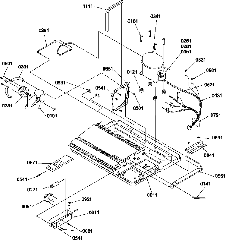 Machine Compartment & Muffler Assy Diagram and Parts List for SX522VW-P1320501WW  Amana Refrigerator