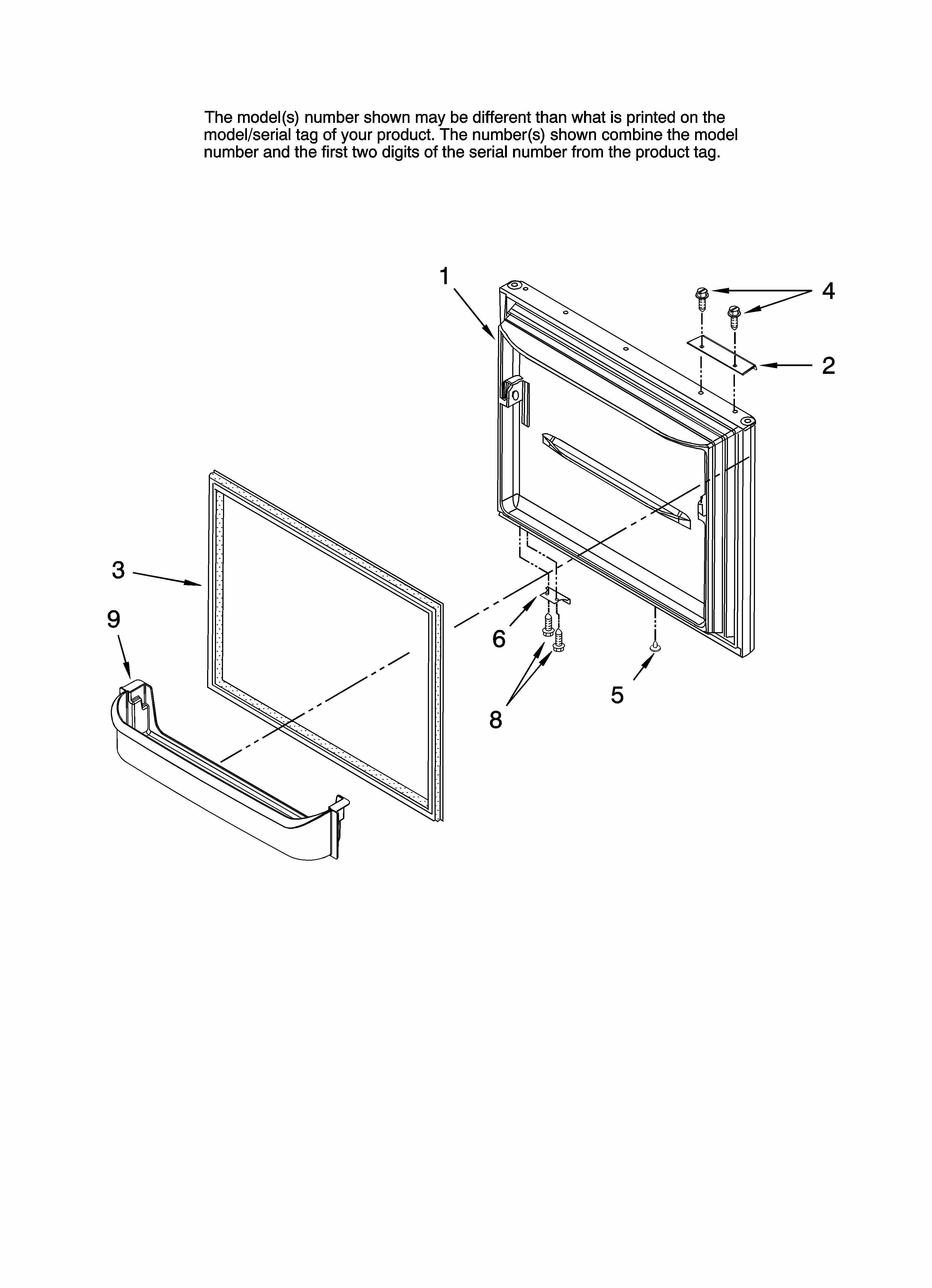 Freezer Door Parts Diagram and Parts List for GB6525PEAS10  Maytag Refrigerator