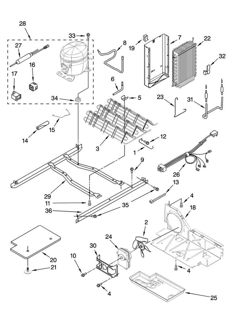 Unit Parts Diagram and Parts List for MSB2554AEW00  Maytag Refrigerator