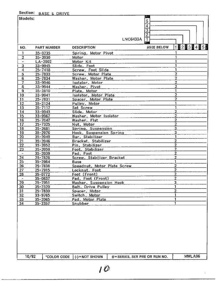 Base And Drive Page 2 Diagram and Parts List for 6433A  Norge Washer
