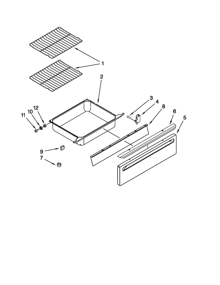 Drawer And Rack Parts Diagram and Parts List for MES5752BAS17  Maytag Range