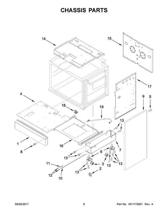 04 - Chassis Parts Diagram and Parts List for JLRP430WP01  Jenn-Air Range