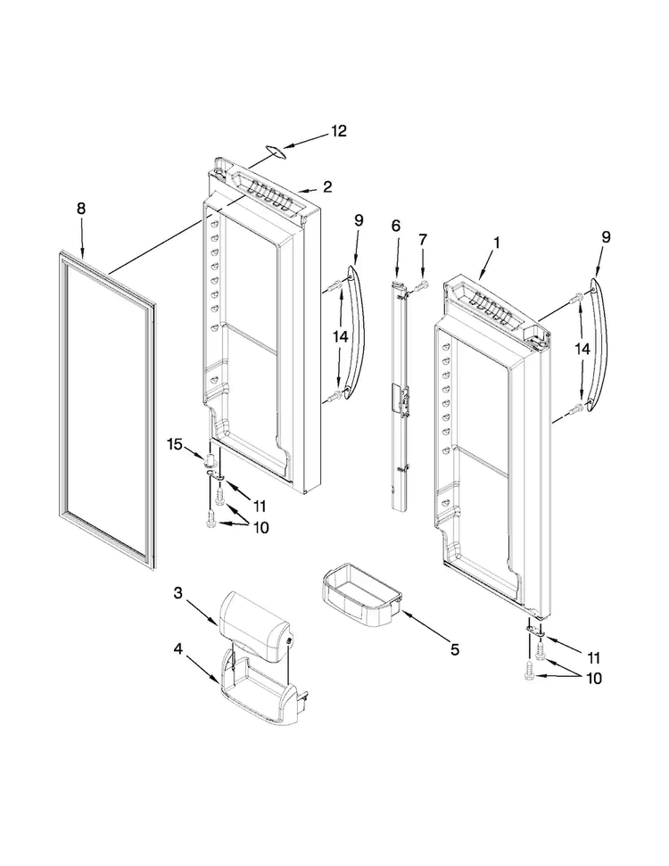 Refrigerator Door Diagram and Parts List for MFF2558VEW7  Maytag Refrigerator