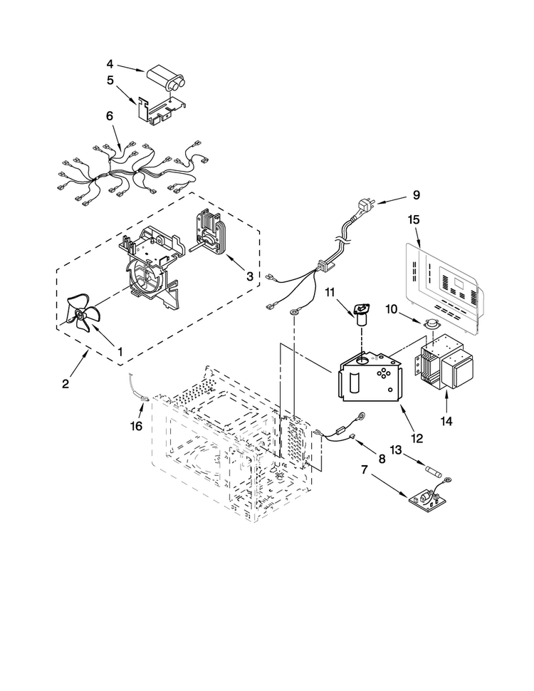 Microwave Interior Parts Diagram and Parts List for AMC6158BCB10  Jenn-Air Microwave
