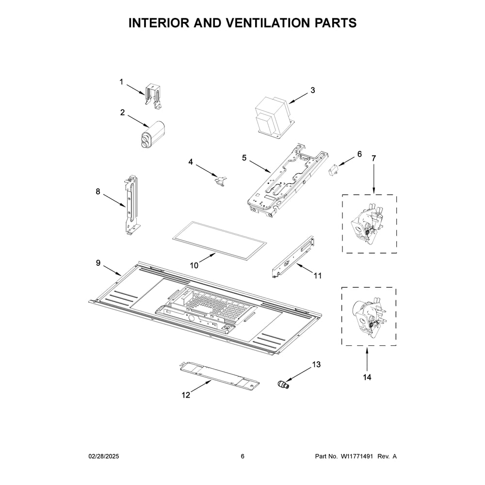 Interior And Ventilation Parts Diagram and Parts List for YMMMS4230PZ01  Maytag Microwave