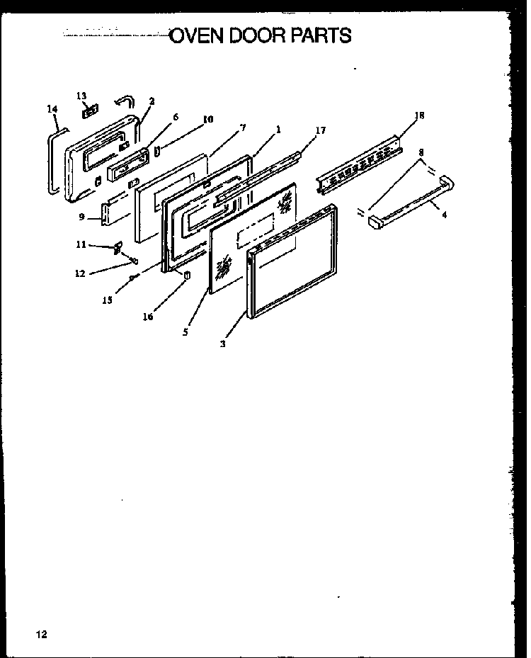 Oven Door Parts Diagram and Parts List for XST209-2W P1133345NW Amana Range
