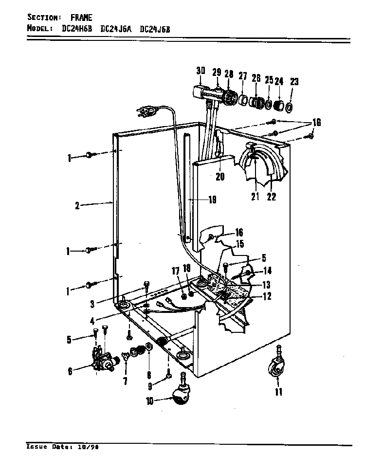 Frame Diagram and Parts List for DC24J6  Maytag Dishwasher