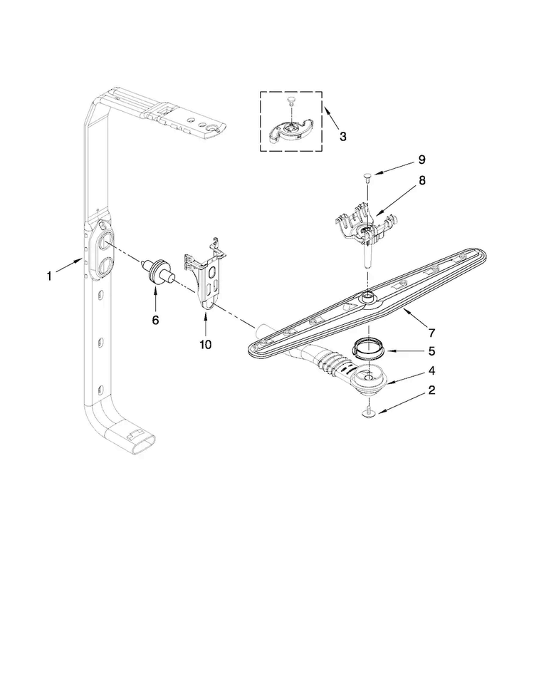 Upper Wash And Rinse Parts Diagram and Parts List for MDB7759AWB2  Maytag Dishwasher