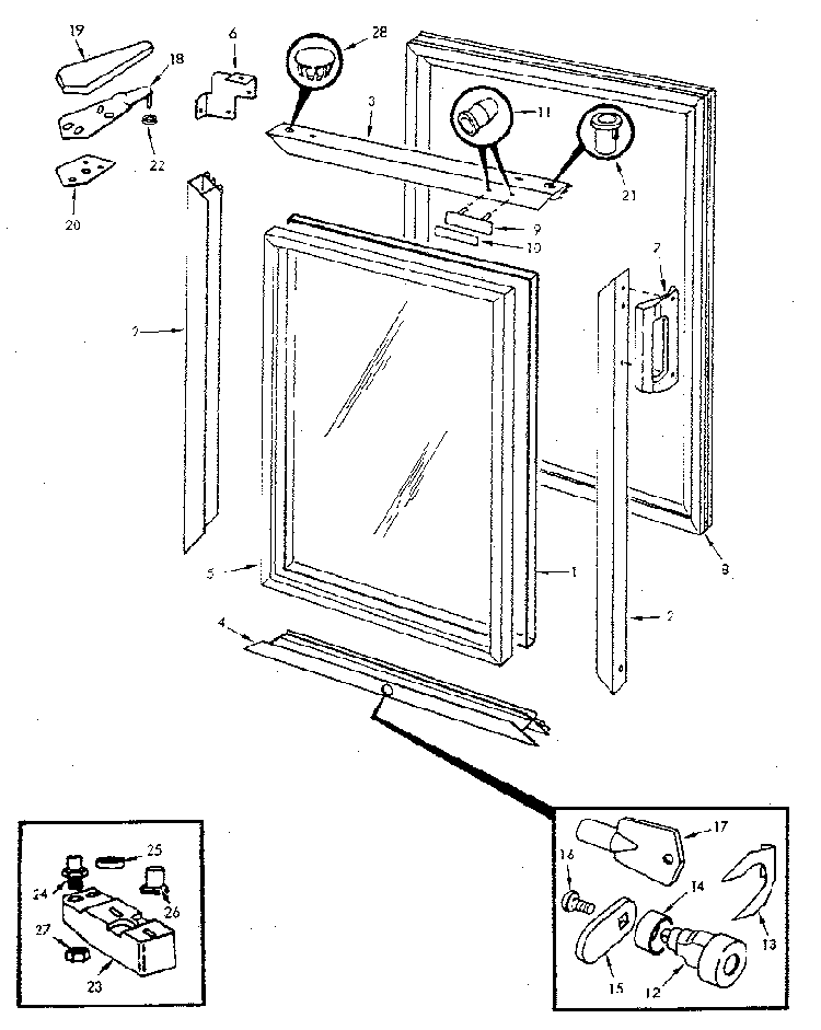Door Diagram and Parts List for WCG-H9B M87-S-002 Jenn-Air Wine and Beverage Cooler