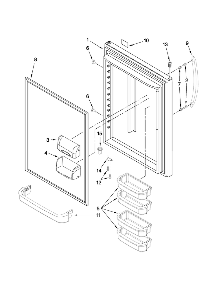 Refrigerator Door Parts Diagram and Parts List for ABB2224WES0  Amana Refrigerator