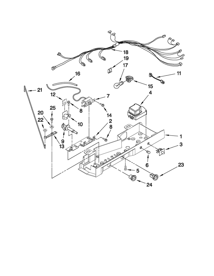 Control Parts Diagram and Parts List for MSD2542VES04  Maytag Refrigerator