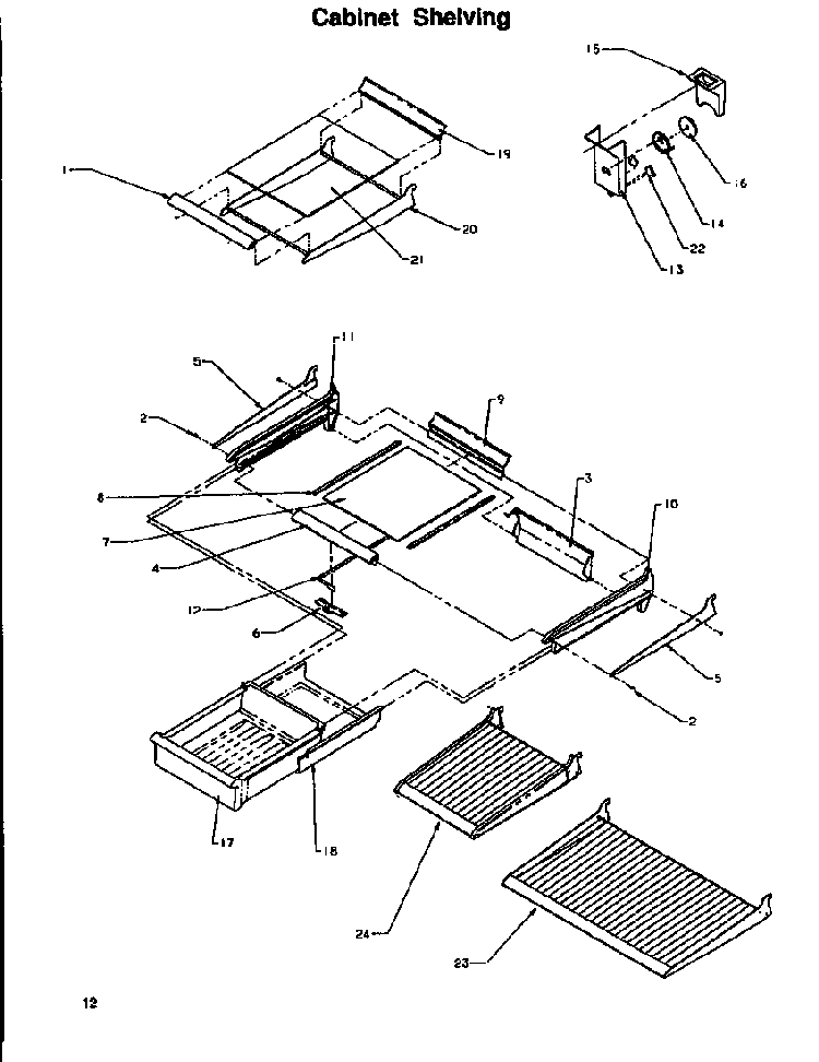 Cabinet Shelving Diagram and Parts List for TA18S2W-P1194501WW  Amana Refrigerator