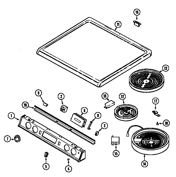 Top Assembly Diagram and Parts List for 6294576  Maytag Range