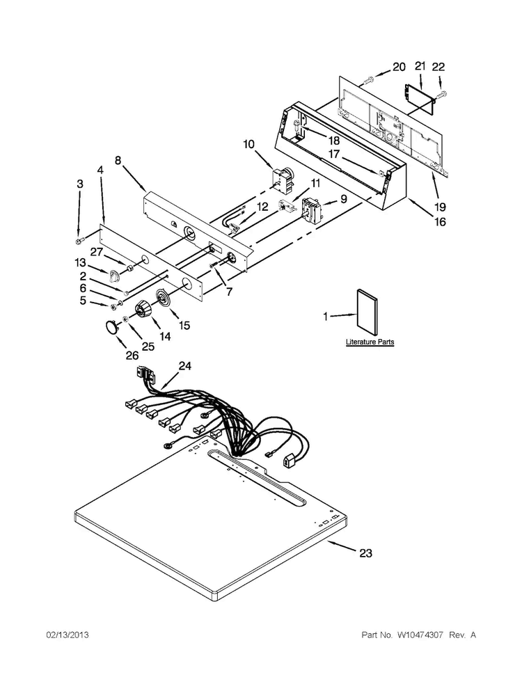 Top And Console Parts Diagram and Parts List for MDG18MNAWW0  Maytag Dryer