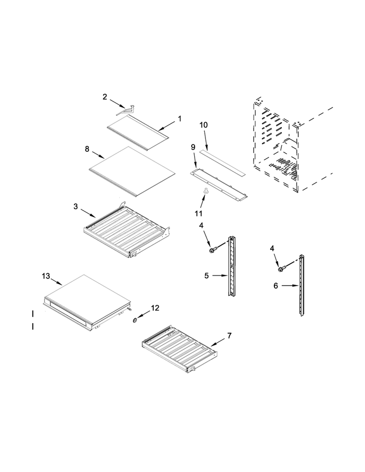 Shelf Parts Diagram and Parts List for JUB24FRERS00  Jenn-Air Wine and Beverage Cooler