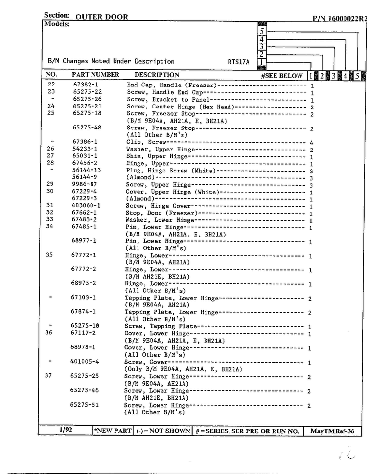 Outer Door Page 3 Diagram and Parts List for 17694  Maytag Refrigerator