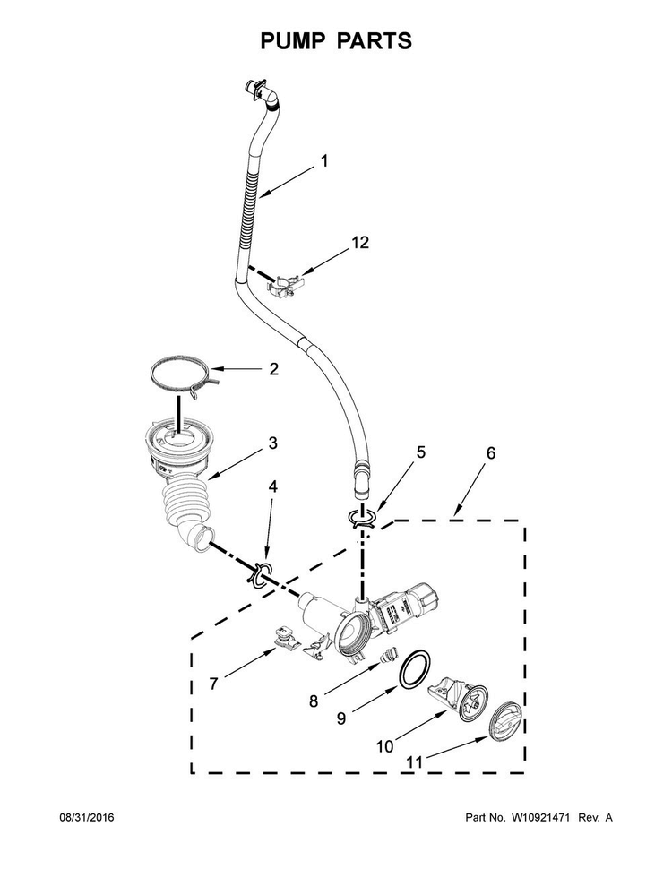 Pump Parts Diagram and Parts List for MHW8150EC0  Maytag Washer