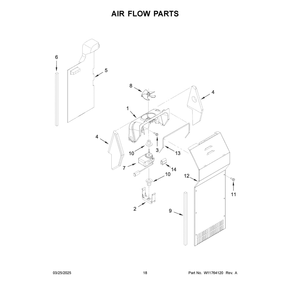 Air Flow Parts Diagram and Parts List for ASI2175GRB10  Amana Refrigerator