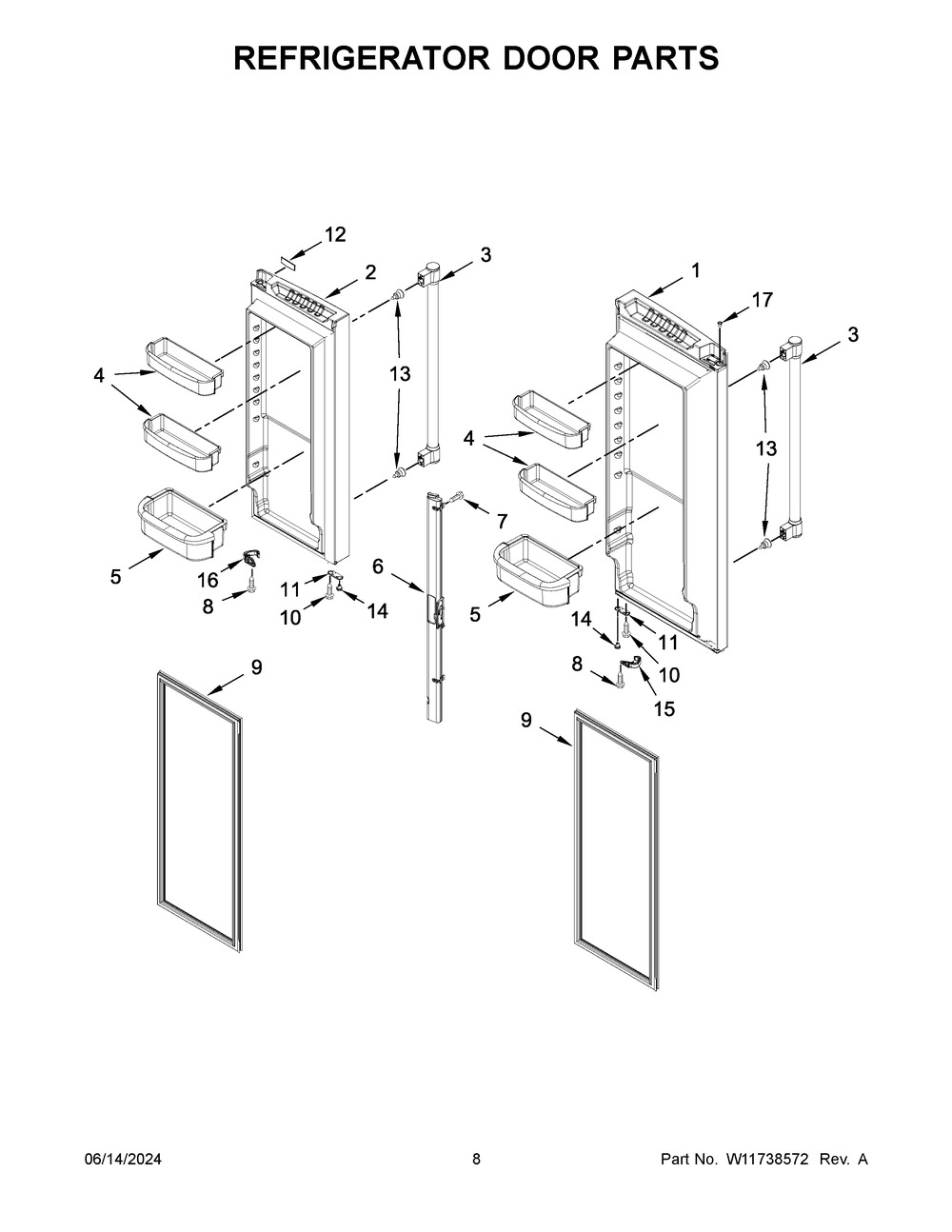 Refrigerator Door Parts Diagram and Parts List for MRFF4136RZ01  Maytag Refrigerator