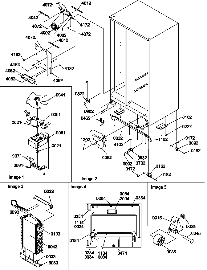 Drain System, Rollers, And Evaporator Assy Diagram and Parts List for SPD25TL-P1303505WL  Amana Refrigerator